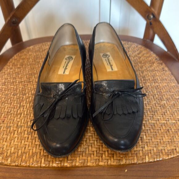 Ottorino Bossi Italy Vintage black fringe leather loafers 7.5 - Picture 3 of 12